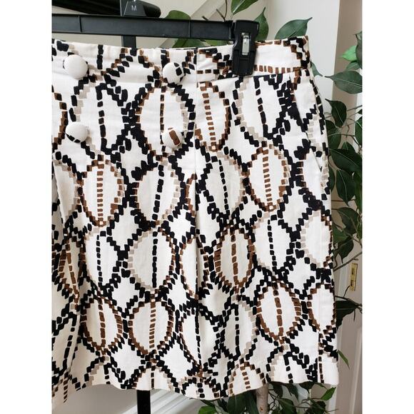 Worthington Pencil Skirt Womens Size 12 White Geo Print Cotton Stretch Back Zip - Picture 5 of 11